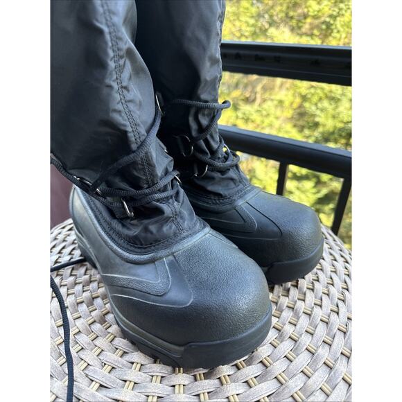 SOREL SNOWLION Black Nylon Rubber Insulated Snow BOOTS NL1082-010 Womens 9 Lined - Picture 6 of 16